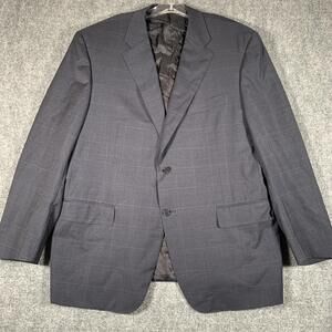 Canali Suit Jacket Mens EU 58 Gray Check Wool Stretch 2 Button Blazer Italy
